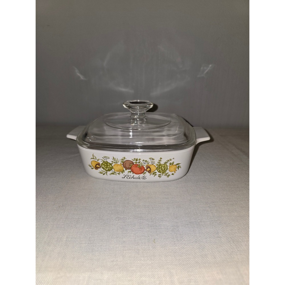 Corning Ware Casserole Dish L'Echalote Spice O Life White Vintage 1 Quart Exc